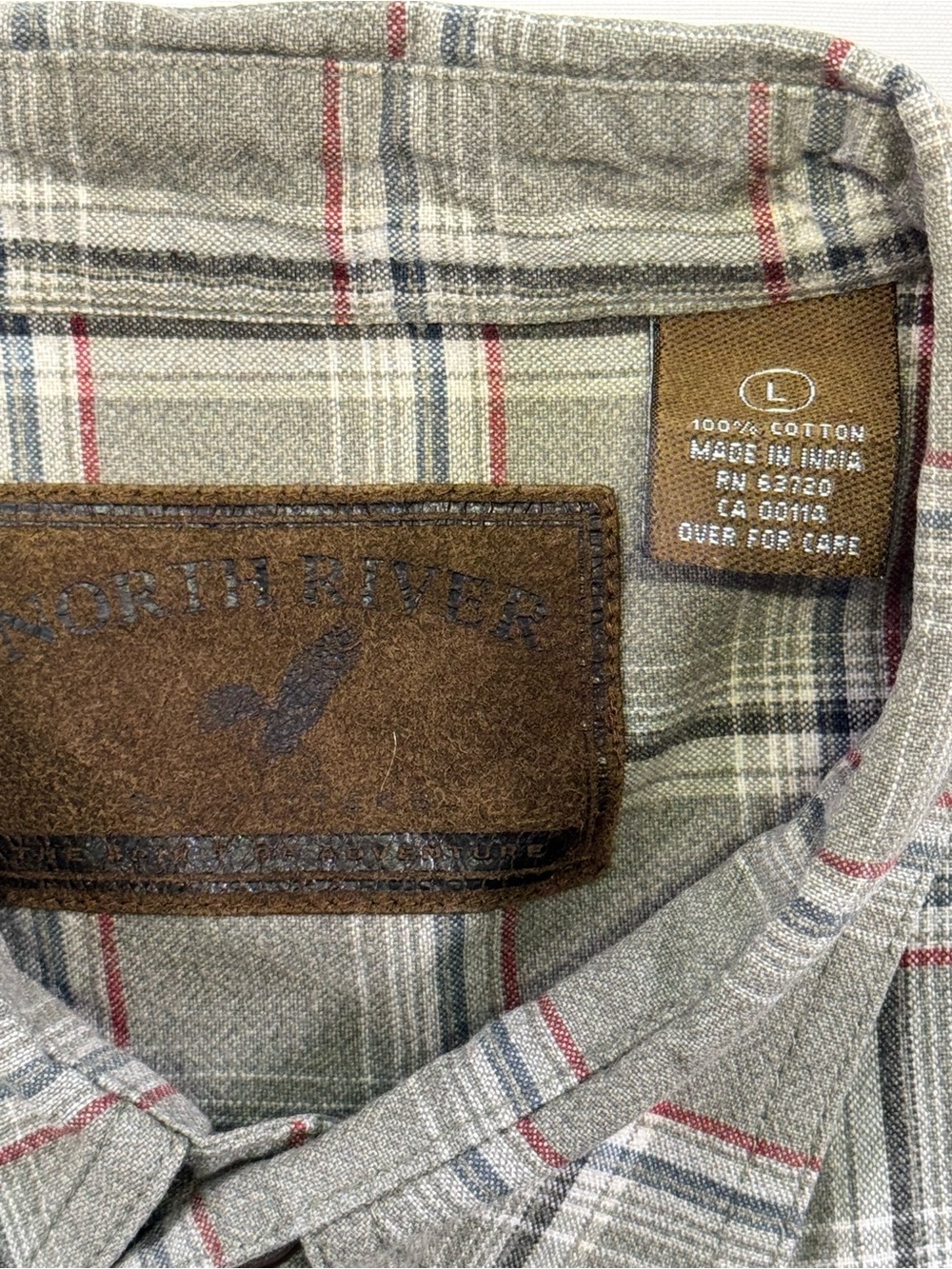 Plaid Short-Sleeve Button-Down Shirt in Olive and Gray - Picture 11 of 11